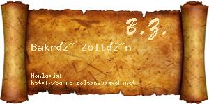 Bakró Zoltán névjegykártya